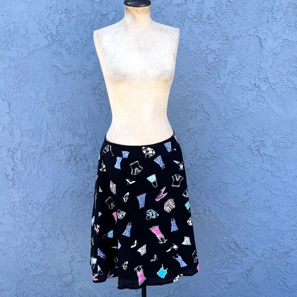Vintage Liz Claiborne Linen Skirt Quirky fashion print size 8 y2k 90s - Picture 3 of 12